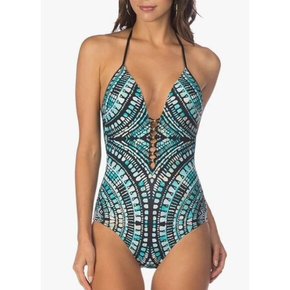 Kenneth Cole New York Women's Desert Romance Plunge Mio Sexy One Piece - Picture 1 of 9